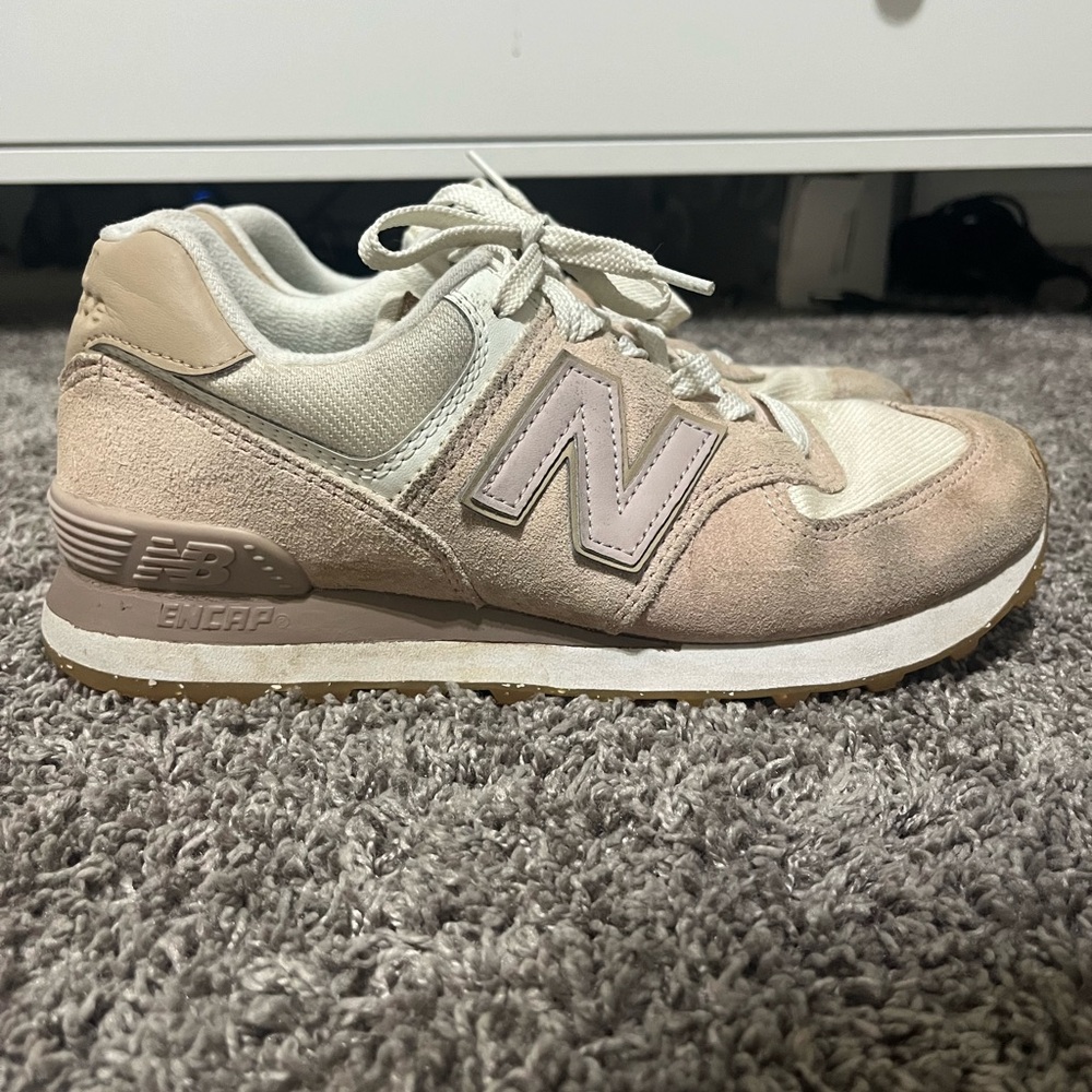 New Balance Cream and White Athletic Shoes